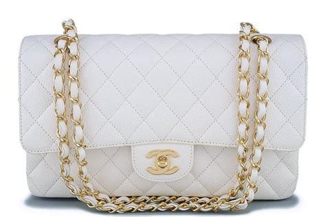 chanel white medium classic double flap bag